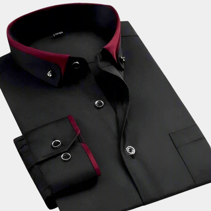 Darvec | Chemise Homme Manches Longues Col Contrasté - Image 3