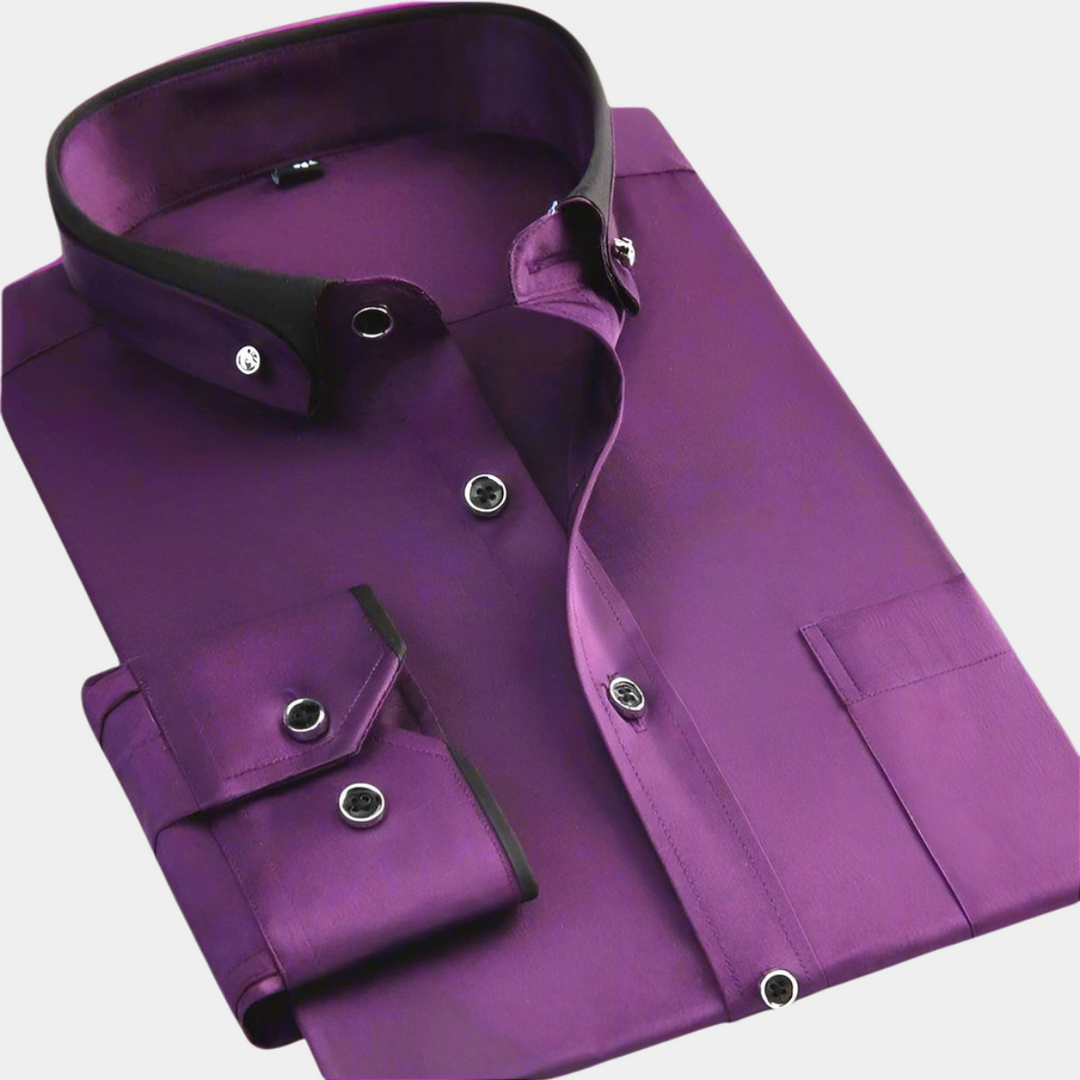 Darvec | Chemise Homme Manches Longues Col Contrasté - Image 5