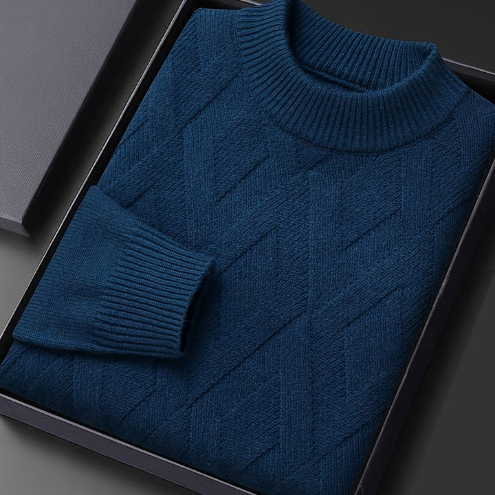 Darvec | Homme Pull Col Montant Maille Texturée - Teal - Image 1