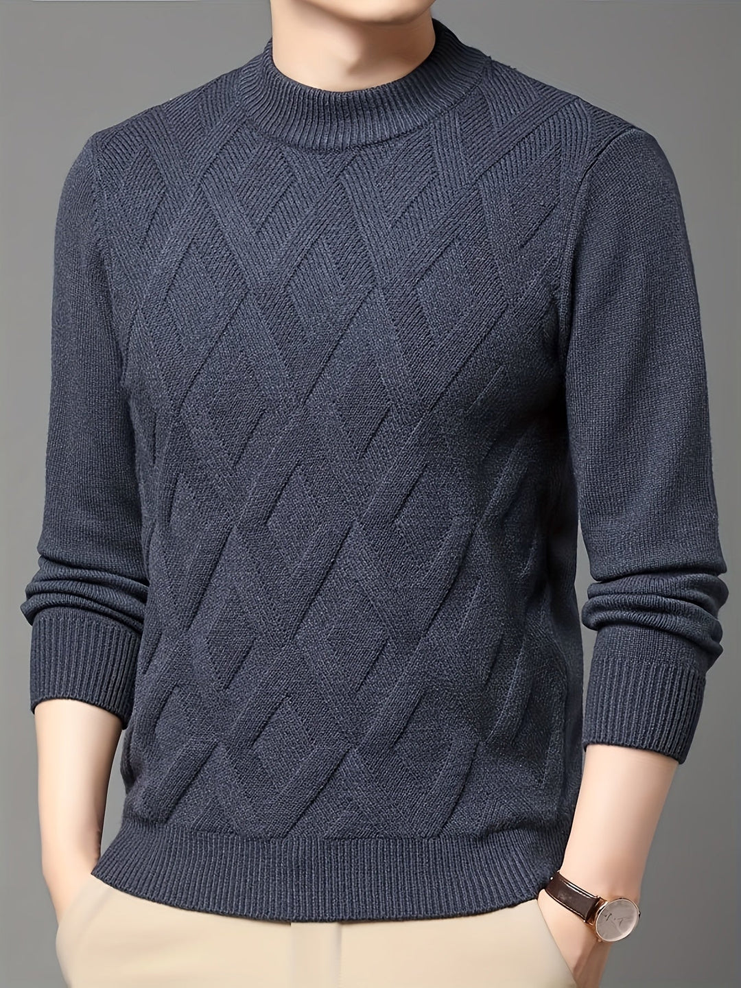 Darvec | Homme Pull Col Montant Maille Texturée - Teal - Image 10