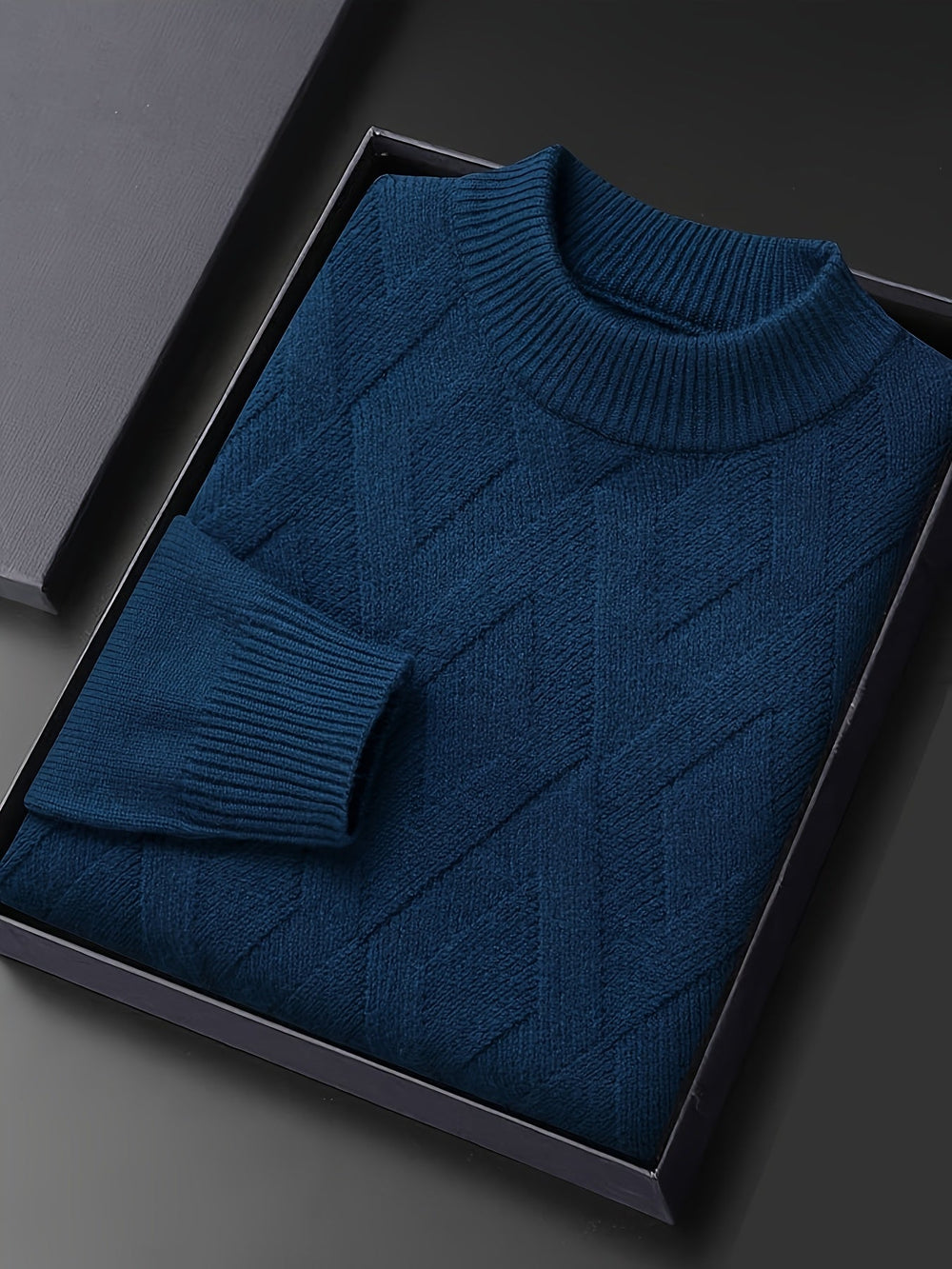 Darvec | Homme Pull Col Montant Maille Texturée - Teal - Image 2