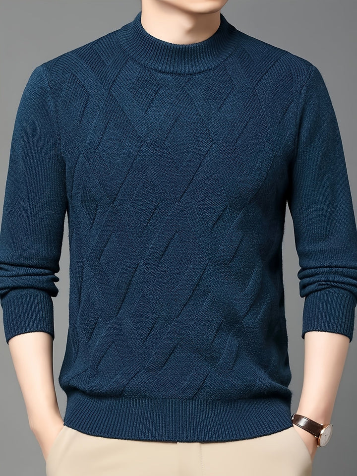 Darvec | Homme Pull Col Montant Maille Texturée - Teal - Image 3