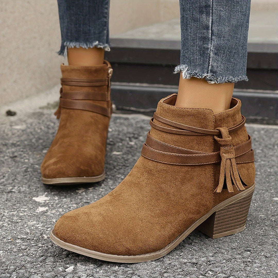 Darvelle | Femme Bottines à Talon Carré Franges - Image 12