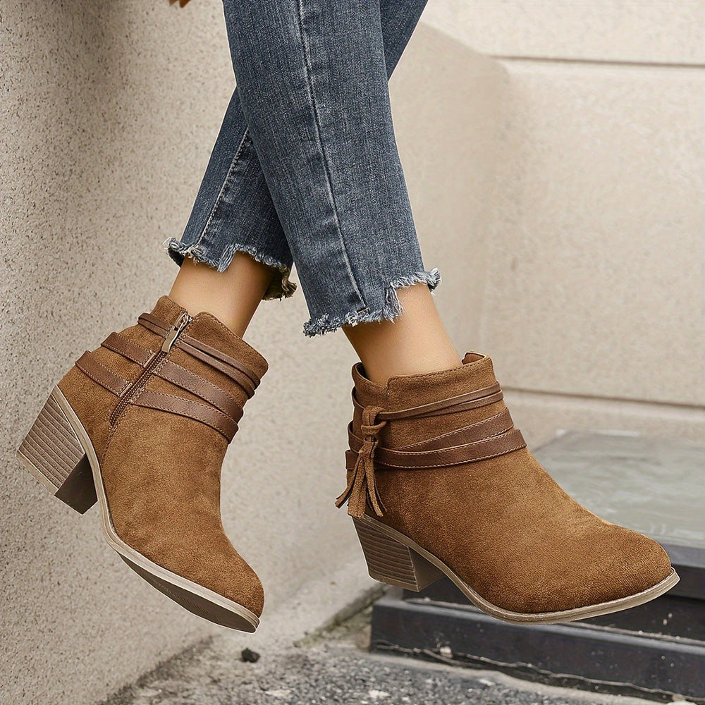 Darvelle | Femme Bottines à Talon Carré Franges - Image 2