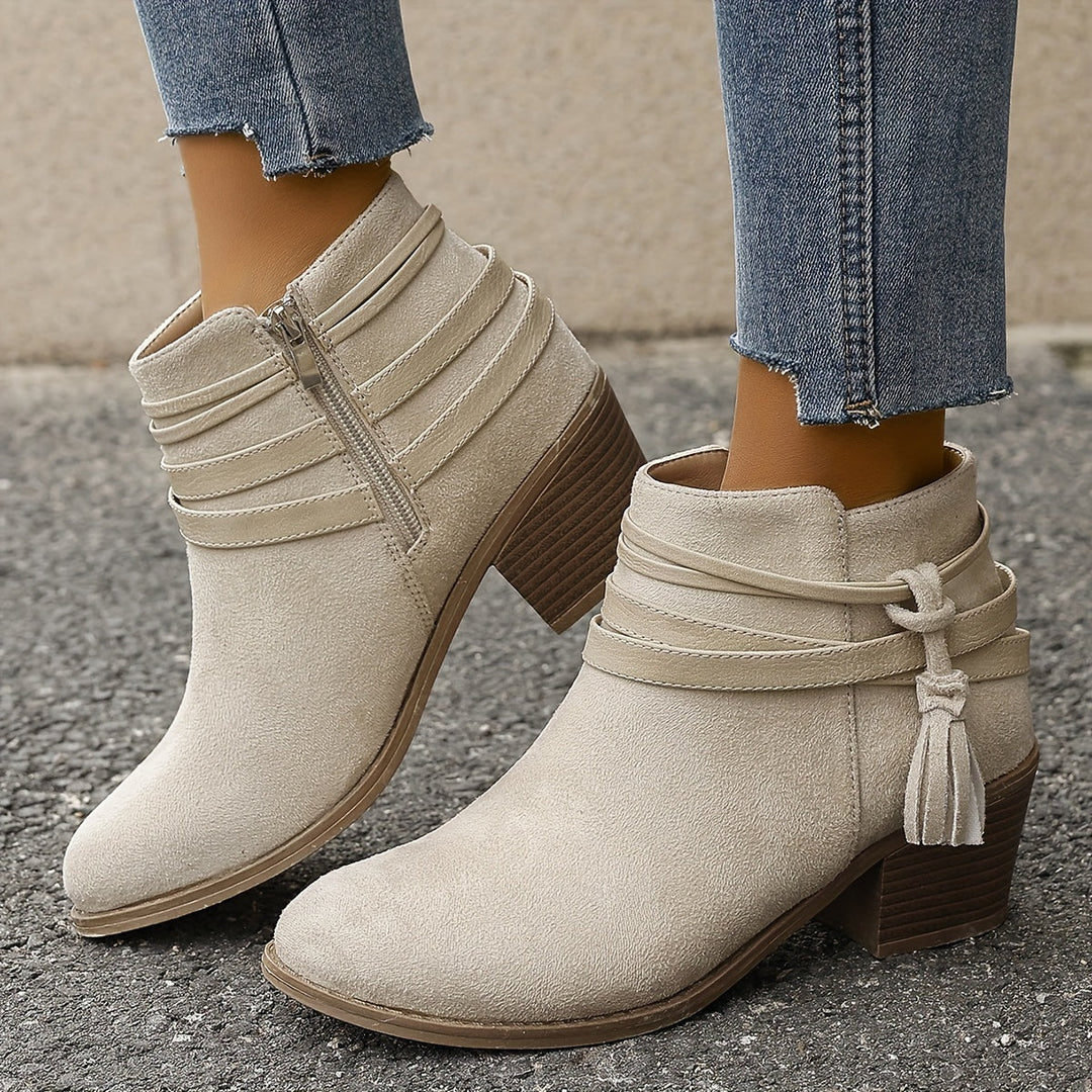 Darvelle | Femme Bottines à Talon Carré Franges - Image 3
