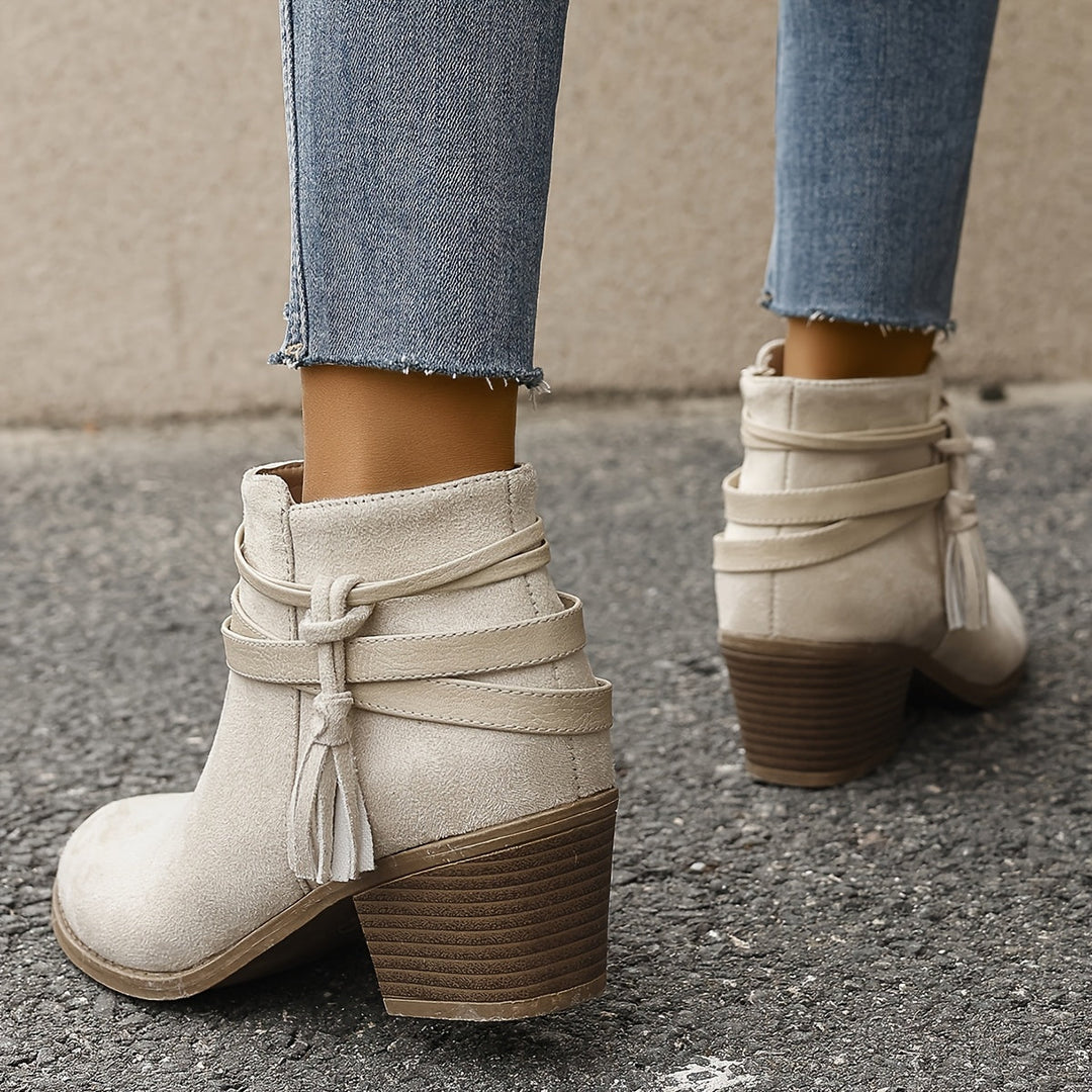 Darvelle | Femme Bottines à Talon Carré Franges - Image 5
