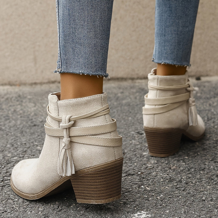 Darvelle | Femme Bottines à Talon Carré Franges - Image 5