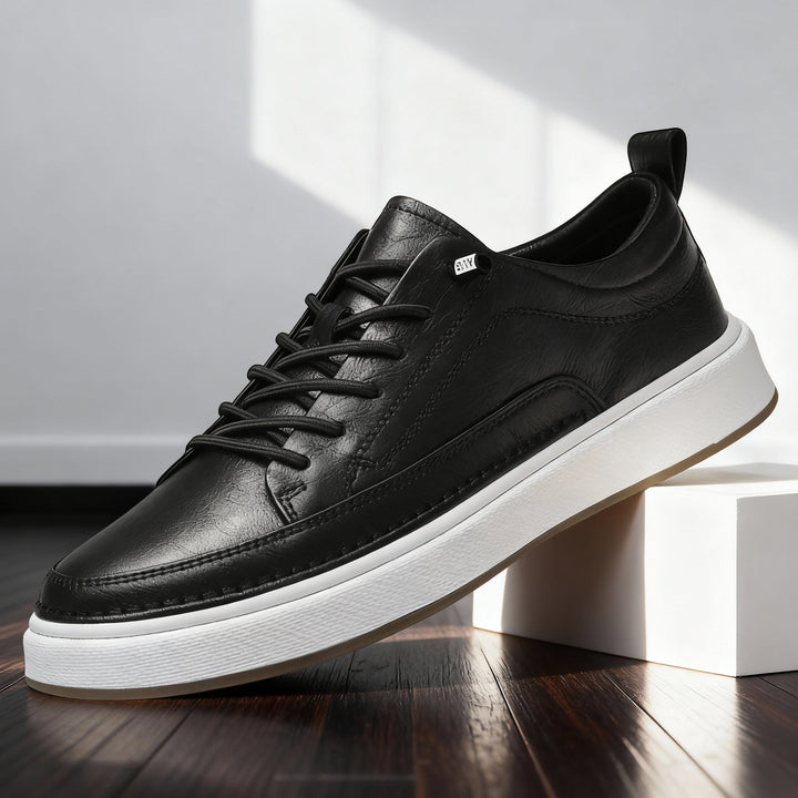 Darvieu | Homme Basket Basse Lacets Cuir - Black - Image 1