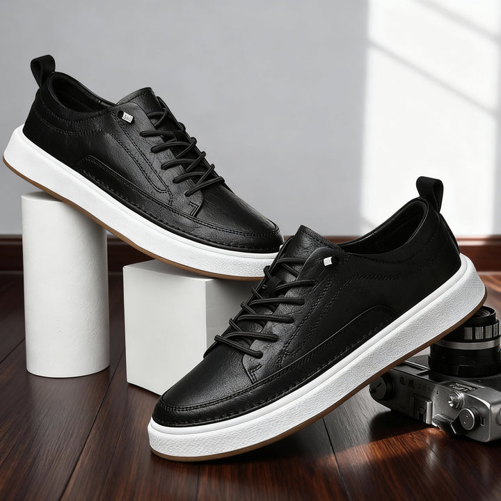 Darvieu | Homme Basket Basse Lacets Cuir - Black - Image 3