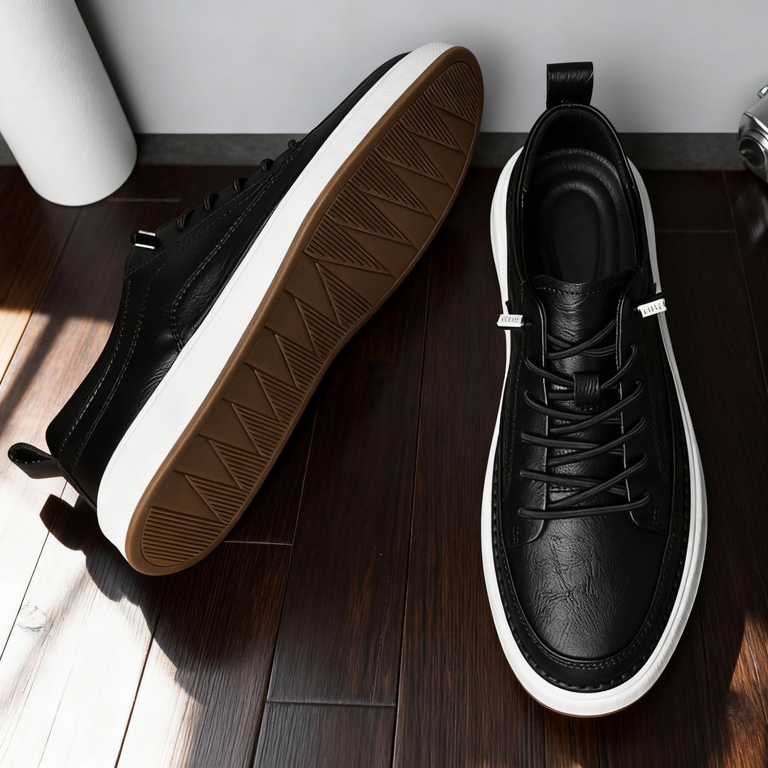 Darvieu | Homme Basket Basse Lacets Cuir - Black - Image 5