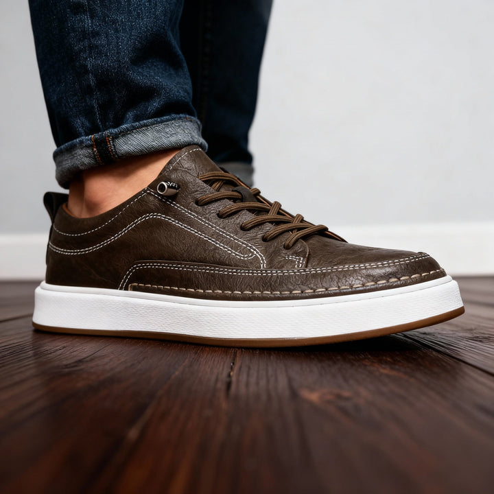 Darvieu | Homme Basket Basse Lacets Cuir - Black - Image 8
