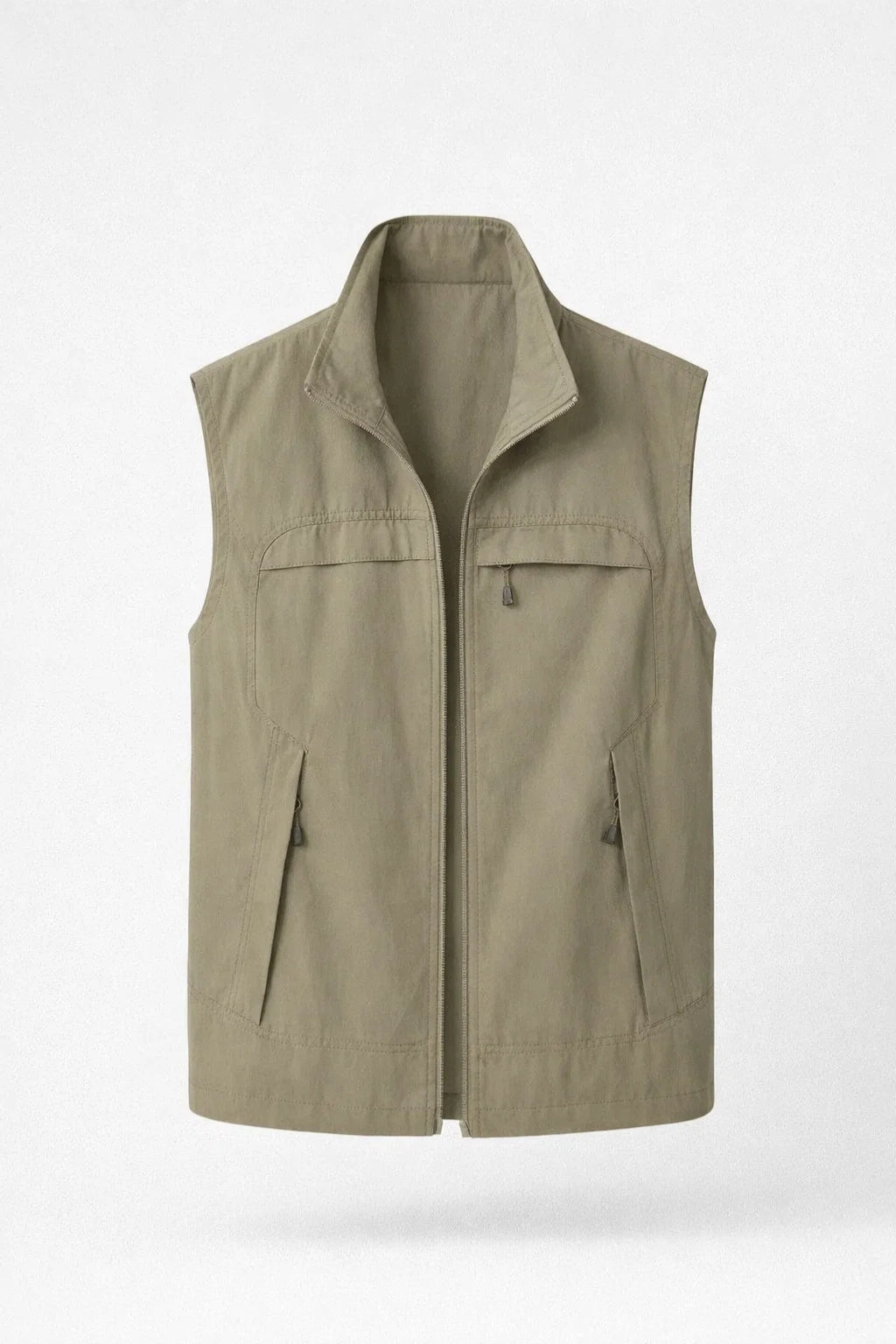 Darvion | Homme Gilet Sans Manches Col Montant - Khaki - Image 1