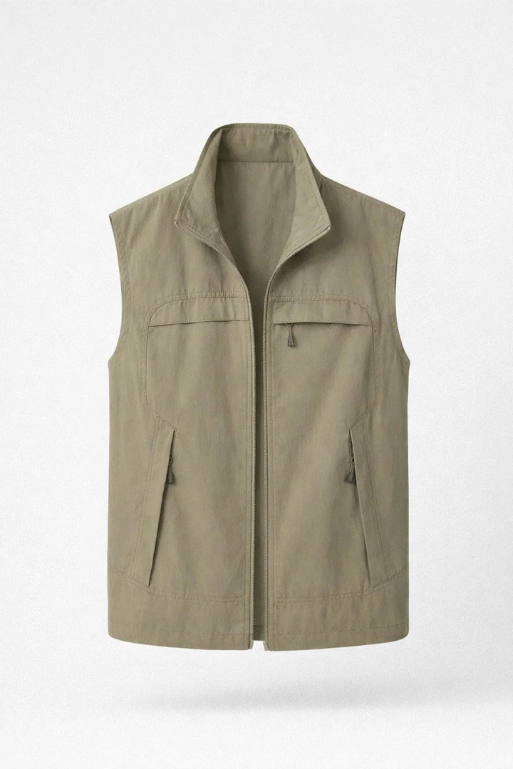 Darvion | Homme Gilet Sans Manches Col Montant - Khaki - Image 1