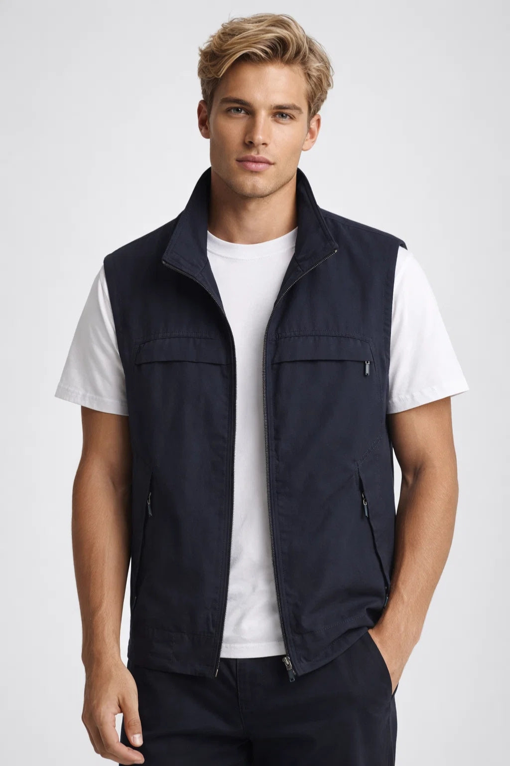 Darvion | Homme Gilet Sans Manches Col Montant - Khaki - Image 4