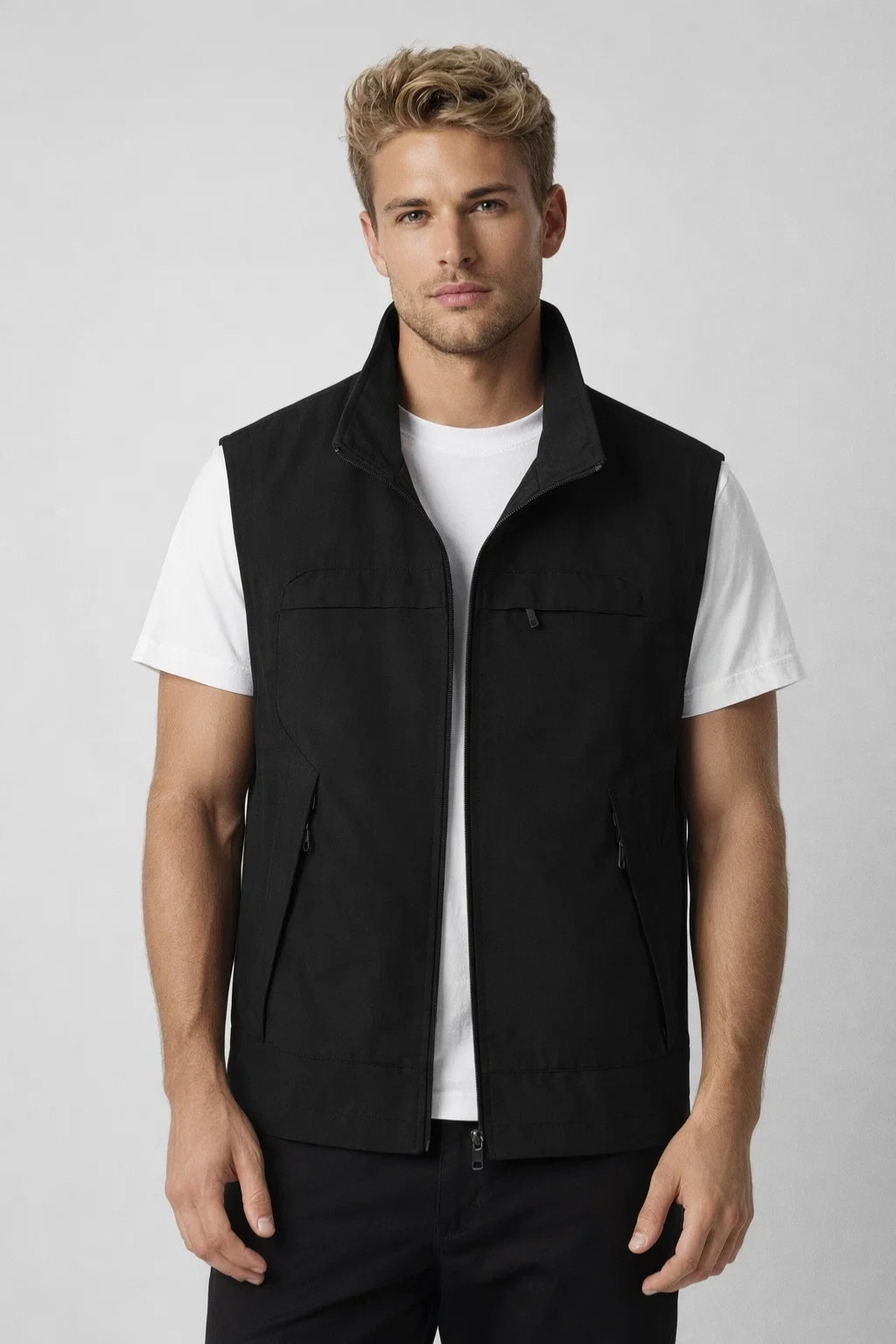 Darvion | Homme Gilet Sans Manches Col Montant - Khaki - Image 5