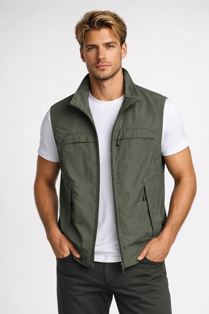 Darvion | Homme Gilet Sans Manches Col Montant - Khaki - Image 6