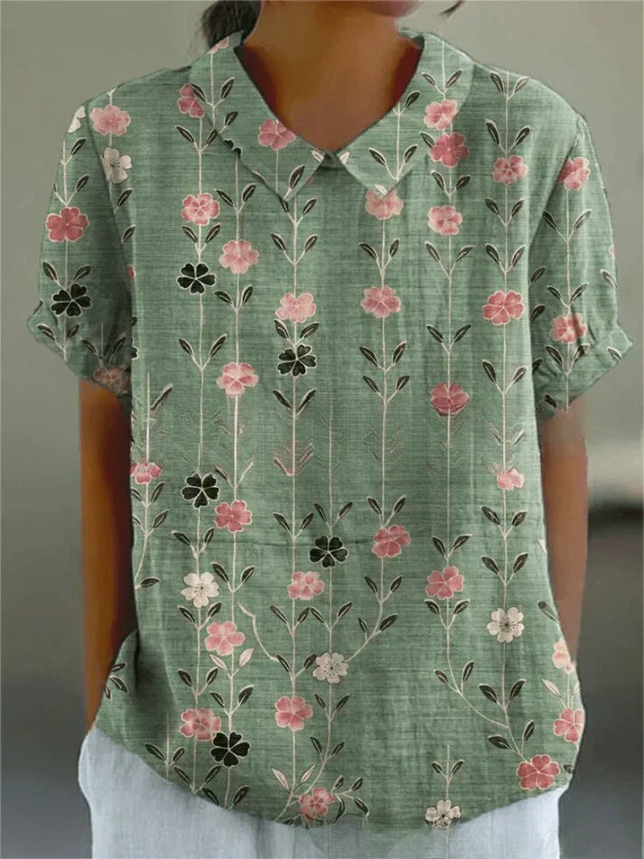 Darvène | Femme Chemisier Fleuri Col Claudine - Image 1