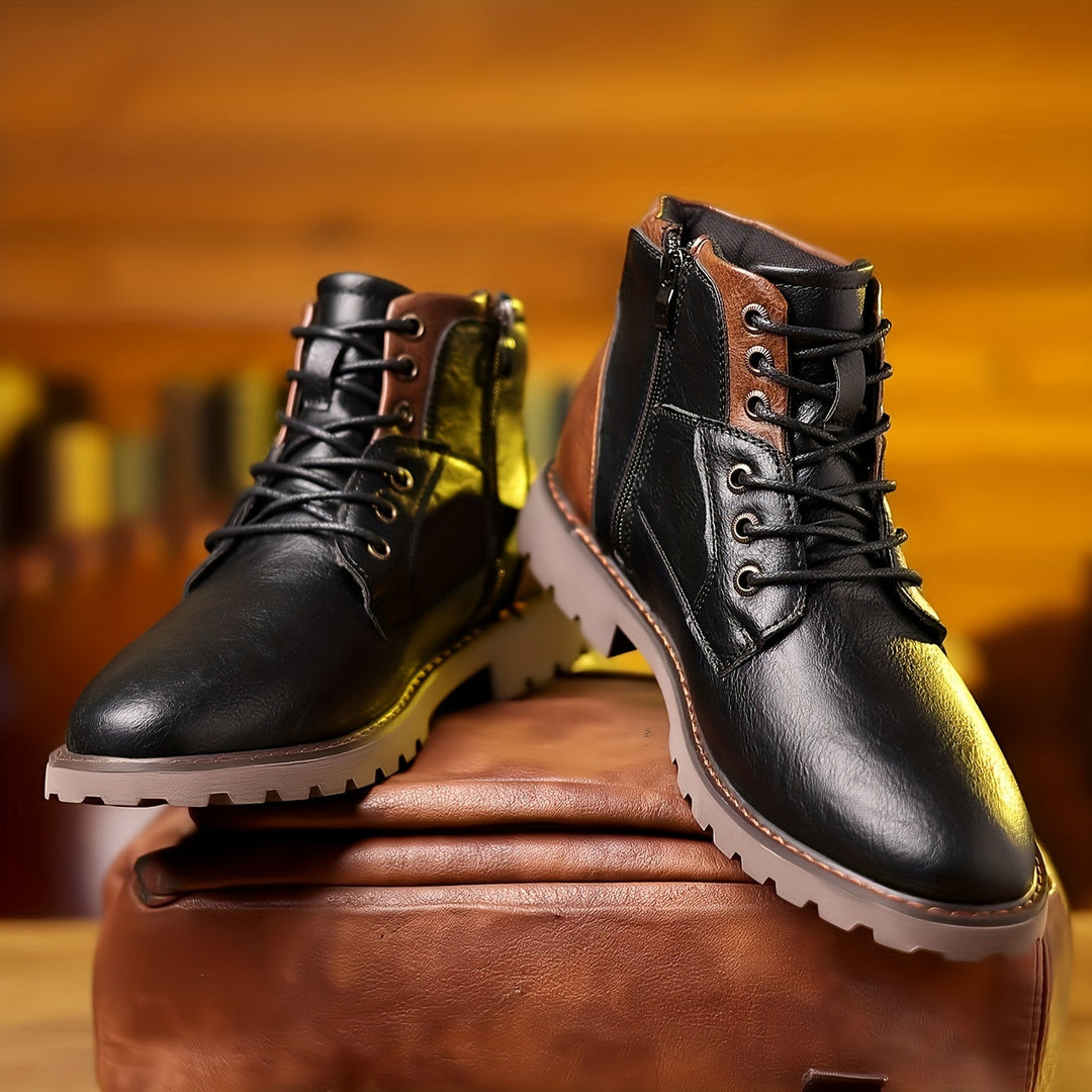 Darvuel | Homme Bottine Lacets Zip Style Vintage - Black - Image 1