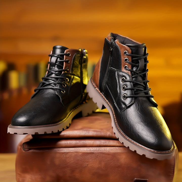 Darvuel | Homme Bottine Lacets Zip Style Vintage - Black - Image 1