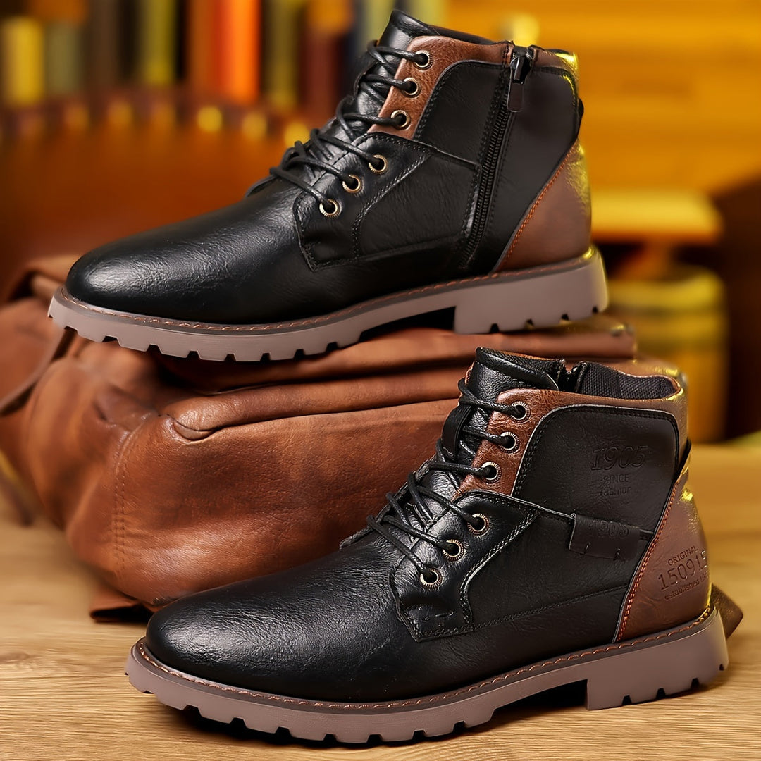 Darvuel | Homme Bottine Lacets Zip Style Vintage - Black - Image 4