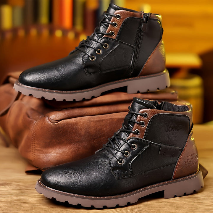 Darvuel | Homme Bottine Lacets Zip Style Vintage - Black - Image 4