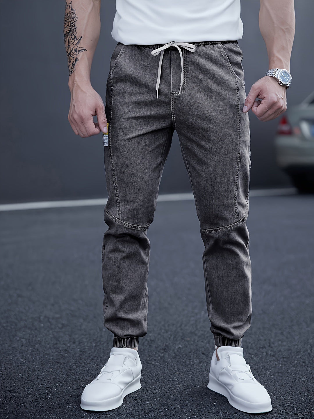 Darvyn | Homme Jean Jogger Taille Élastique - Light Blue - Image 3