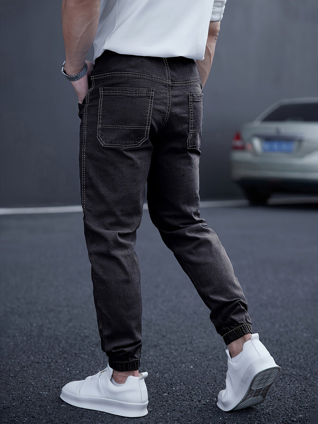 Darvyn | Homme Jean Jogger Taille Élastique - Light Blue - Image 8