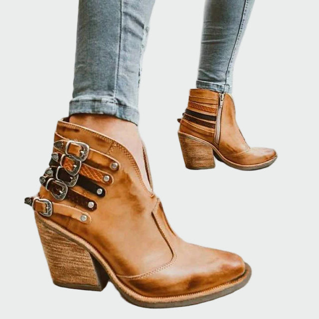 Delvaine | Bottines Femme Boucles Talon Bloc - Black - Image 2