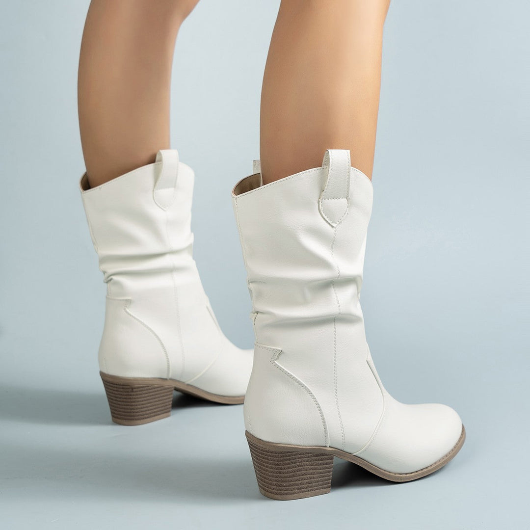 Delvara | Bottes Western Femme Mi-Mollet Talon Bloc - Brown - Image 12