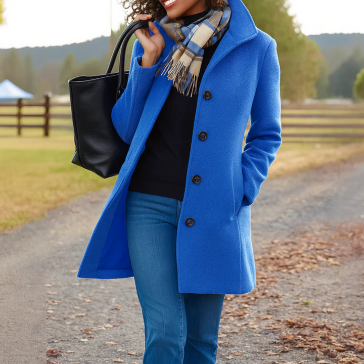 Delvara | Manteau Femme Hiver Boutonné Classique - Hot Pink - Image 6