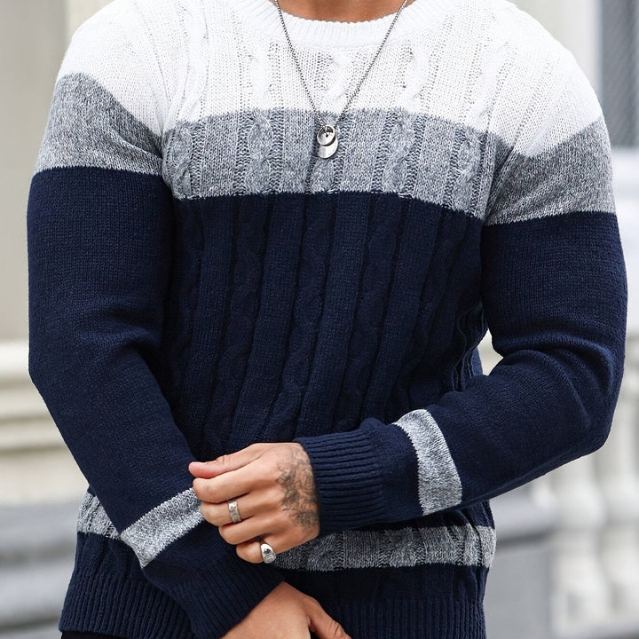 Delvoric | Pull Homme Color Block Torsadé - Image 11