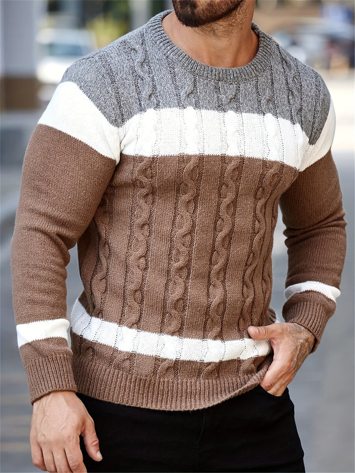 Delvoric | Pull Homme Color Block Torsadé - Image 4