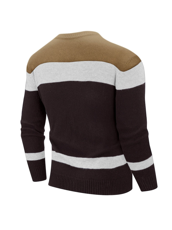 Delvoric | Pull Homme Color Block Torsadé - Image 7