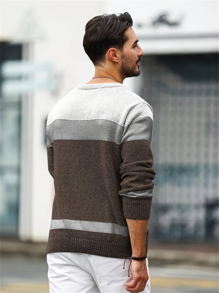 Delvoric | Pull Homme Color Block Torsadé - Image 8