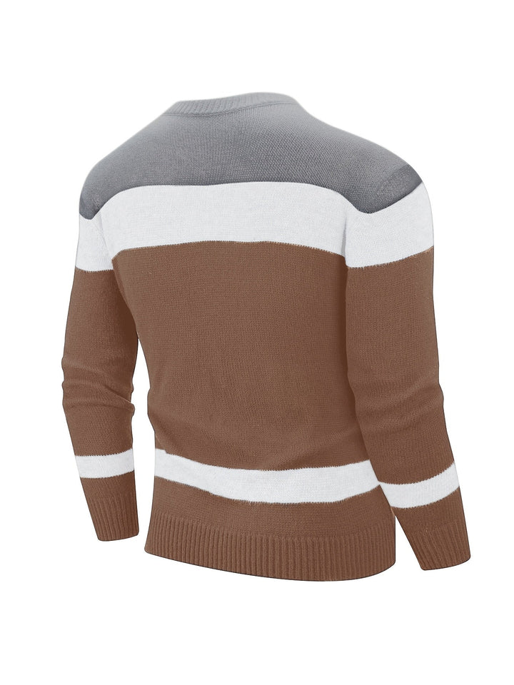 Delvoric | Pull Homme Color Block Torsadé - Image 9