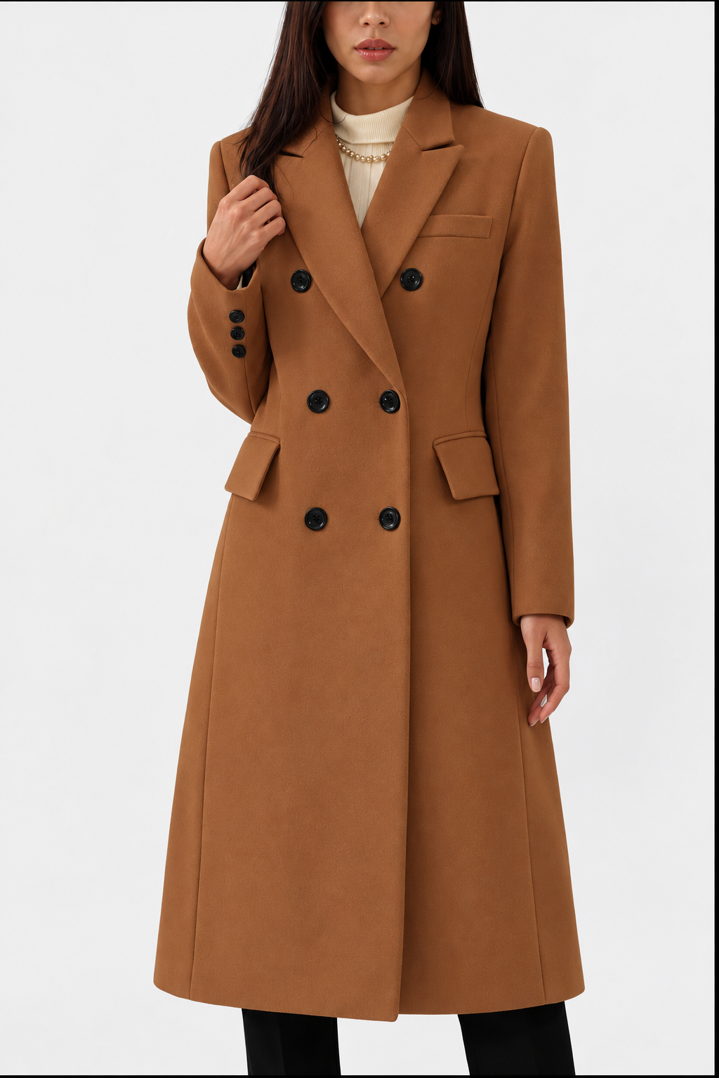 Delvorie | Femme Manteau Long Double Boutonnage - Image 1