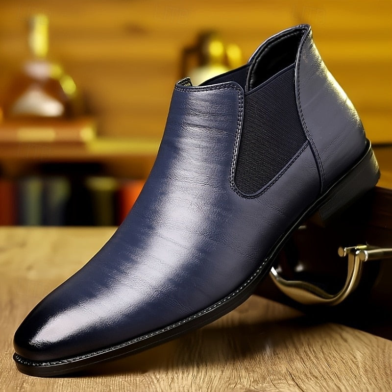 Delvorn | Homme Chelsea Boot Pointu Sans Lacets - Dark Blue - Image 1