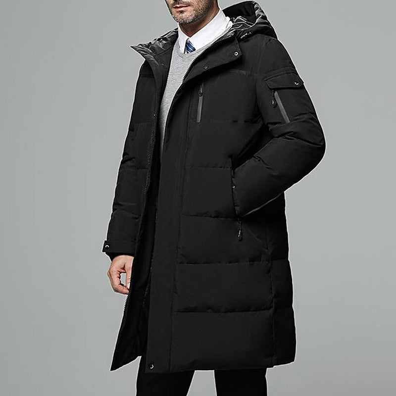 Delvorn | Homme Parka Longue Matelassée à Capuche - Black - Image 1