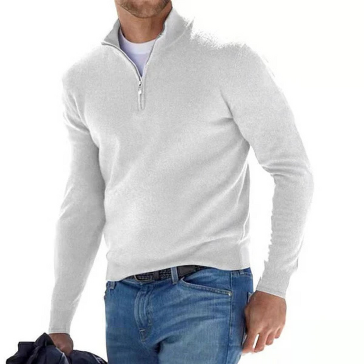 Delvorn | Homme Pull Col Zippé Ajusté - Blue - Image 2
