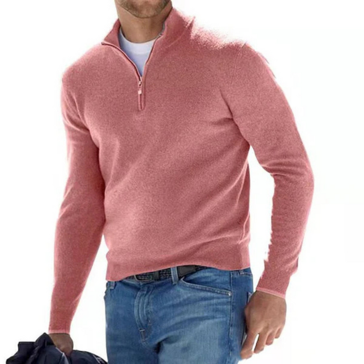 Delvorn | Homme Pull Col Zippé Ajusté - Blue - Image 6