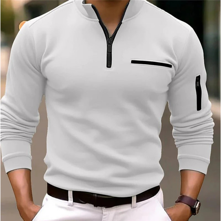 Delvorn | Pull Homme Col Zippé Manches Longues - Image 1