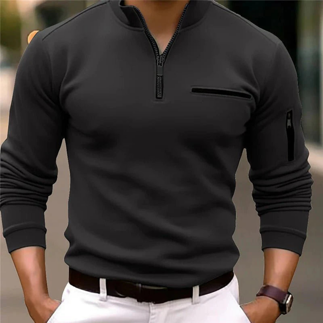 Delvorn | Pull Homme Col Zippé Manches Longues - Image 2