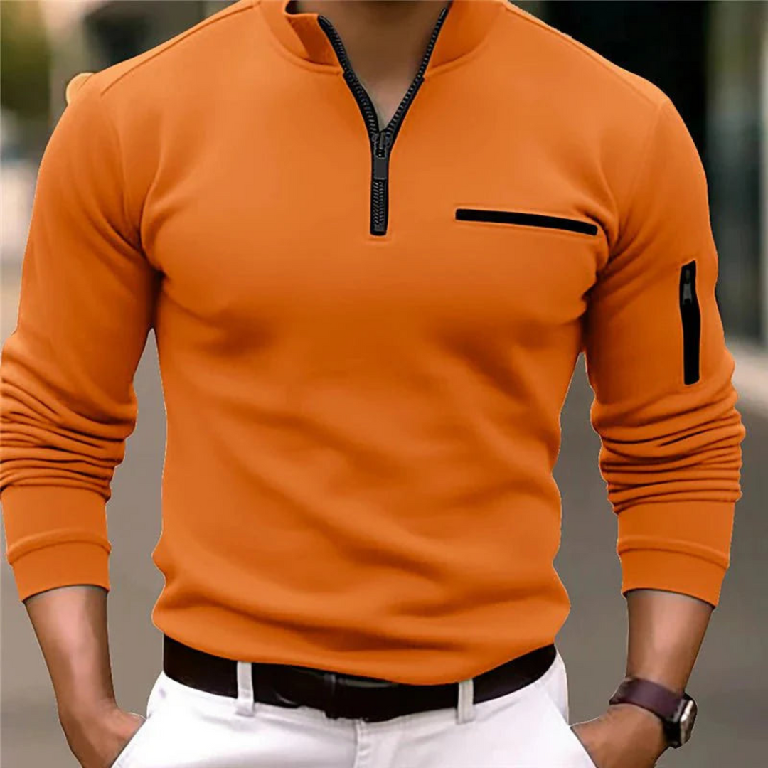 Delvorn | Pull Homme Col Zippé Manches Longues - Image 3