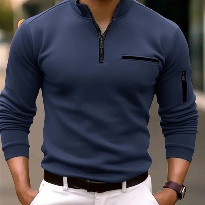 Delvorn | Pull Homme Col Zippé Manches Longues - Image 4