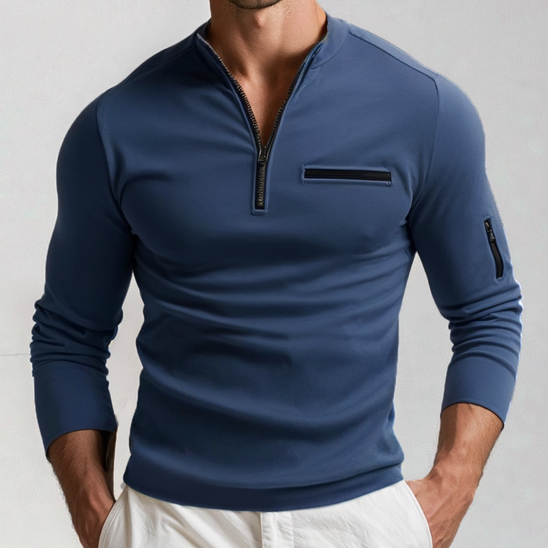 Delvorn | Pull Homme Col Zippé Manches Longues - Image 5