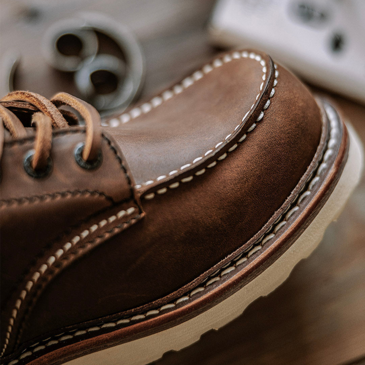 Delvort | Bottines Homme Cuir à Lacets Bout Mocassin - Brown - Image 3