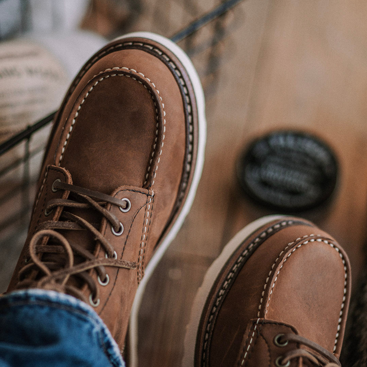 Delvort | Bottines Homme Cuir à Lacets Bout Mocassin - Brown - Image 5