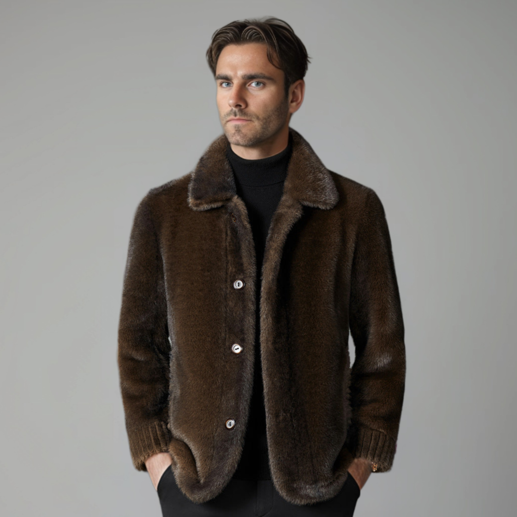 Dolvaine | Homme Manteau Fausse Fourrure Hiver - Brown - Image 1