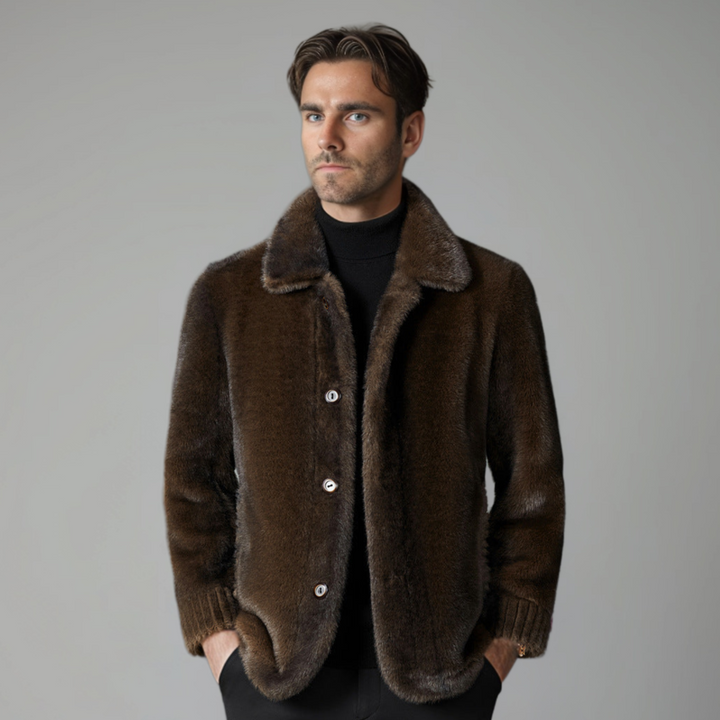 Dolvaine | Homme Manteau Fausse Fourrure Hiver - Brown - Image 1
