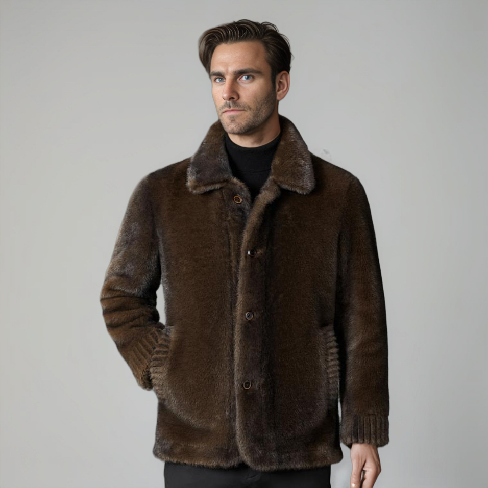 Dolvaine | Homme Manteau Fausse Fourrure Hiver - Brown - Image 2